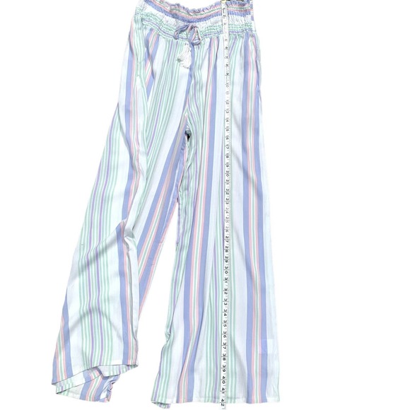 Kiwi & Punch Two Piece Set Pant Set Crop Top Stripe White Purple Green NEW Large - Picture 12 of 13